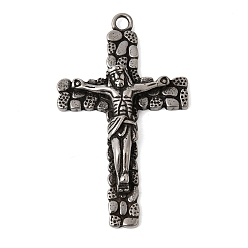 Античное Серебро 304 из нержавеющей стали большие кулоны, подвеска в виде креста-распятия, античное серебро, 52.5x31.5x7.5 мм, отверстие : 3 мм