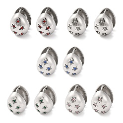 (52) Непрозрачная лаванда 304 серьги-кольца из нержавеющей стали с прозрачным кубическим цирконием для женщин, слеза со звездой, разноцветные, 14.5x11.5x17 мм