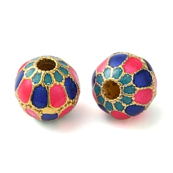 Настоящее золото 18K Стойки покрытие латунь эмаль бисер, долговечный, без кадмия и без свинца, круглые, реальный 18 k позолоченный, 10.5 мм, отверстие : 2.5 мм