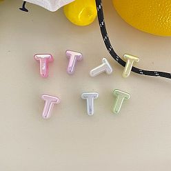 Letter T Cuentas acrílicas con letras y baño UV, abalorios de grande agujero, jalea de imitación, iridiscente, letra t, 19.8~21x8.7~20.5x13.6~13.8 mm, agujero: 6.3 mm