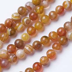 Перу Натуральный сорт полосатый агат / полосатый агат, окрашенная и подогревом, круглые, Перу, 6 мм, отверстие : 1 мм, около 62 шт / нитка, 14.9 дюйм (38 см)
