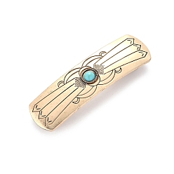 Античное Золото Застежка-молния из сплава, прямоугольные, с синтетическими бирюзовый, античное золото , 75x22 мм
