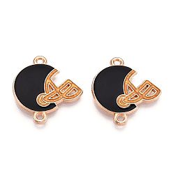 Золотистый Коннекторы сплавочной эмали, без свинца и без кадмия, бейсбольный шлем, золотые, золотые, 22x20x2 мм, отверстие : 1.6 мм