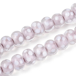 чертополох Бусины лэмпворк , рондель с горошком, чертополох, 12~13.5x8.5~10 мм, отверстие : 1.5~1.6 мм