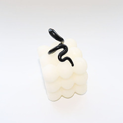 Черный Змея прозрачные стеклянные манжеты кольца, чёрные, размер США 7 1/4 (17.5 мм)