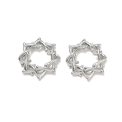 Platinum Brass Beads, Star with Thorn, Large Hole Beads, Cadmium Free & Lead Free, Rack Plating, Long-Lasting Plated, Platinum, 17.5x3mm, Hole: 8mm