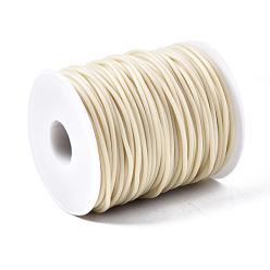Tan Hollow Pipe PVC Tubular Synthetic Rubber Cord, Wrapped Around White Plastic Spool, Tan, 2mm, Hole: 1mm, about 54.68 yards(50m)/roll
