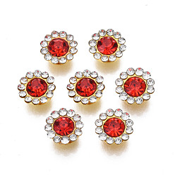 Светло-сиамский Шить на горный хрусталь, прозрачное стекло горный хрусталь, с настройками железного зубца, граненые, цветок, Light Siam, 8x4 мм, отверстие : 1 мм