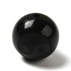 Yin-yang Cuentas redondas de obsidiana natural, yin-yang, 8.5x8 mm, agujero: 1 mm