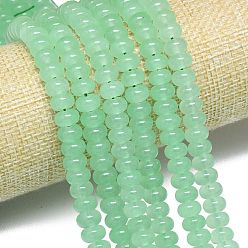 Средний Весенно-Зеленый Натуральный Malaysia нефритовые бусы пряди, окрашенная и подогревом, рондель, средний весенний зеленый, 8~8.5x4.5~5.5 мм, отверстие : 0.9~1 мм, около 74~76 шт / нитка, 15.08''~15.35'' (38.3~39 см)
