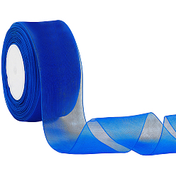 Синий 1 рулоны прозрачной органзовой ленты, широкая лента для украшения на свадьбе, синие, 2 дюйм (50 мм), около 50.00 ярдов (45.72 м) / комплект