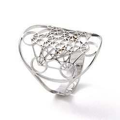 Нержавеющая Сталь Цвет Не тускнеет 304 регулируемое кольцо из нержавеющей стали со звездой Давида, ирландское полое широкое кольцо для женщин, цвет нержавеющей стали, размер США 7 3/4 (18 мм)