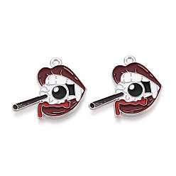 Lip Подвески из сплава и эмали на тему Хэллоуина, без кадмия и без свинца, платина, губа, 23.5x26x1 мм, отверстие : 1.8 мм