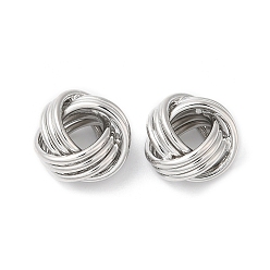 Платинированный Латуни европейского бисера, бусины с большим отверстием, без кадмия, без никеля и без свинца, узел, Реальная платина, 12x7.5 мм, отверстие : 5.5 мм