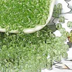 Светло-зеленый Стеклянные бусины прозрачных цветов, круглые, светло-зеленый, 4.5x4 мм, отверстие : 1 мм, Около 5000 шт / фунт