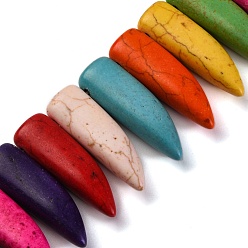 (52) Непрозрачная лаванда Синтетических нитей бирюзовые бусы, окрашенные, рог, Топ пробуренной, разноцветные, 31x10x8 мм, отверстие : 1 мм, Около 313 шт / 1000 г