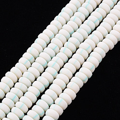 WhiteSmoke Handmade Polymer Clay Beads Strands, for DIY Jewelry Crafts Supplies, Flat Round, WhiteSmoke, 6~7x3mm, Hole: 1.5mm, about 113~116pcs/strand, 15.55 inch~16.14 inch(39.5~41cm)