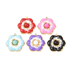 Золотой 304 подвески из нержавеющей стали, цветок, с эмалью, золотые, 22x22x5.5 мм, отверстие : 1.5 мм