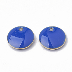 Королевский синий Латунь прелести, без кадмия, без никеля и без свинца, эмалированные блестки, сырой (без покрытия), плоско-круглые, королевский синий, 8x2.6 мм, отверстие : 1 мм