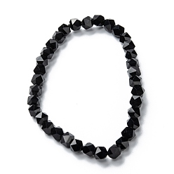 Schwarz Glasperlen Armbänder strecken, facettiert, Vieleck, Schwarz, Perlen: 5x6 mm, Innendurchmesser: 2 Zoll (5.2 cm)
