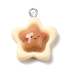 Звезда Непрозрачные подвески смолы, с платиновыми железными петлями, звезда, 25x21x8 мм, отверстие : 2.5 мм