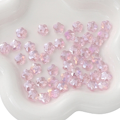 Pink 10 прозрачные стеклянные бусины, цветок, розовые, 10 мм