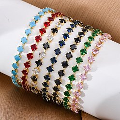 (52) Непрозрачная лаванда Латунные ромбовидные кубические циркониевые ожерелья-чашки для женщин, реальный 18 k позолоченный, стойки покрытие, без кадмия и без свинца, долговечный, разноцветные, 7-1/2 дюйм (19.1 см)