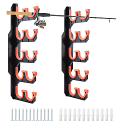 Orange Red 1 Bag Plastic Wall-mounted Fishing Rod Holders, Orange Red, 360x62x107mm