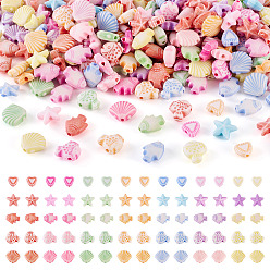 (52) Непрозрачная лаванда 500 шт. 5 Акриловые бусины в стиле sstyle, разнообразные, разноцветные, 7.5~10.5x8~12x4~5 мм, отверстие : 2 мм, 100 шт / стиль