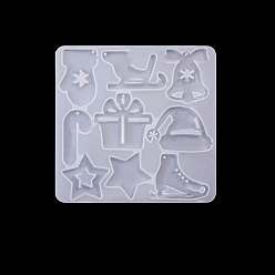 Star DIY Christmas Theme Pendant Silicone Molds, Resin Casting Molds, Sledge/Bell, Star, 113x115x5mm