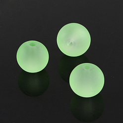 Pale Green Transparent Glass Bead Strands, Frosted, Round, Pale Green, 6mm, Hole: 1.3~1.6mm, about 140pcs/strand, 31.4 inch