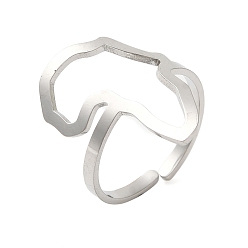 Нержавеющая Сталь Цвет Не тускнеющая полая карта Африки 304 открытые манжеты из нержавеющей стали для женщин, цвет нержавеющей стали, 22 мм