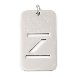 Letter Z 304 подвески из нержавеющей стали, с целью перехода в кольце, прямоугольник с полой буквой-подвеской, анти-тускнение, лазерная резка, Письмо Z, 49.5x28x1.5 мм, отверстие : 6.5 мм