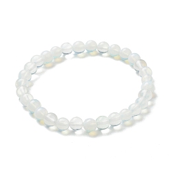 Opalite Opalite Beaded Stretch Bracelets, Round, Beads: 6~6.5mm, Inner Diameter: 2-1/4 inch(5.55cm)