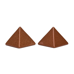 Камень с Пылевым Золотом Синтетический авантюрин оргонит пирамида дисплей украшения, фигурка для украшения дома, энергетический камень рейки для исцеления, 30.5x30.5x25.5 мм