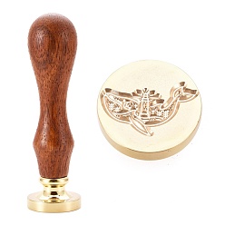 Whale Brass Wax Sealing Stamp, with Wood Handle for Post Decoration DIY Card Making, Whale Pattern, 89.5x25.5mm