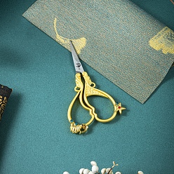Matte Gold Color Stainless Steel Scissors, Embroidery Scissors, Sewing Scissors, with Zinc Alloy Handle, Shell/Dolphin/Starfish, Matte Gold Color, 125x65mm