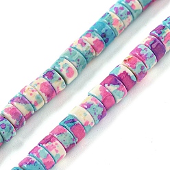 Камелия Синтетические бирюзовые бусины, покрытые краской для выпечки, с эмалью, диск, камелия, 4.5x2~2.5 мм, отверстие : 1 мм, около 155 шт / нитка, 15.24'' (38.7 см)