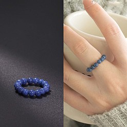 Синий Драгоценный Камень Эластичные кольца из синтетического синего золота, круглые, бусины : 4 мм, внутренний диаметр: регулируемый