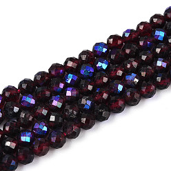 Гранат Нити из натуральных гранатовых бусин с покрытием цвета AB, граненый стол ограненный круглый, 4~5 мм, отверстие : 0.7~0.8 мм, около 92~100 шт / нитка, 14.96~15.55'' (38~39.5 см)