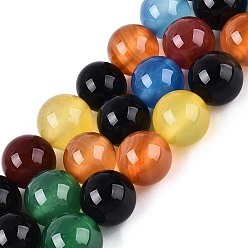(52) Непрозрачная лаванда Бусины из натурального агата (окрашенные и нагретые), гладкий круглый, разноцветные, 10~11 мм, отверстие : 1 мм, около 38 шт / нитка, 15.16'' (38.5 см)