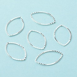 925 Sterling versilbert Messing Verbinderring, langlebig überzogen, cadmiumfrei und bleifrei, Pferd Auge, 925 Sterling versilbert, 21x13x1 mm, Innendurchmesser: 19x12 mm