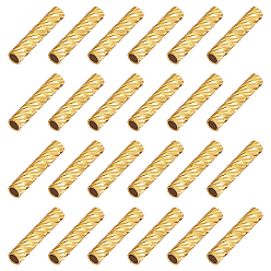 Настоящее золото 18K 120 шт латунные бусины, твист, золотые, 10x2 мм, отверстие : 1.4 мм