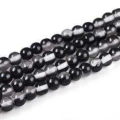 Черный Запекание окрашенные прозрачные стеклянные бусины нити, круглые, два тона, чёрные, 4~5 мм, отверстие : 0.7 мм, около 186~193 шт / нитка, 29.53~31.10 дюйм (75~79 см)