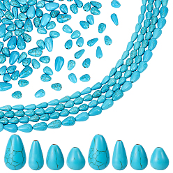 Turquoise 8 Strands 4 Styles Dyed Synthetic Turquoise Beads Strands, Teardrop, Turquoise, 10~17x7~10mm, Hole: 1.2~1.5mm, about 22~38pcs/strand, 15.75 inch(40cm), 2 strands/style