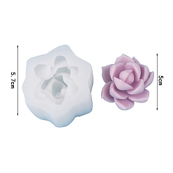 White Succulent Flower DIY Food Grade Silicone Candle Molds, Aromatherapy Candle Moulds, Scented Candle Making Molds, White, 5.7x3.5cm