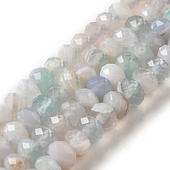 Аква Натуральный полосатый агат / полосатые агатовые бусы, окрашенная и подогревом, граненые, шайба, вода, 6x4 мм, отверстие : 1.2 мм, около 102 шт / нитка, 15.35'' (39 см)