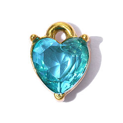 Синий День святого Валентина 304 подвески из нержавеющей стали, с кубического циркония, сердце прелести, зеркальная полировка, ионное покрытие (ip), реальный 18 k позолоченный, синие, 9x7 мм, отверстие : 1.8 мм