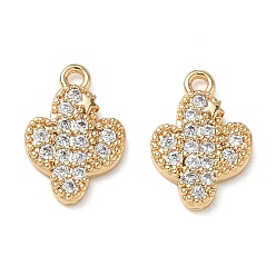 Golden Brass Micro Pave Clear Cubic Zirconia Charms, Cactus Charms, Nickel Free, Golden, 12x8x2mm, Hole: 1mm