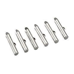 Платина Железо скользят по конечных бюгельных труб, торцевые крышки слайдера, платина, 20x4 мм, 3.2 мм внутренний диаметр